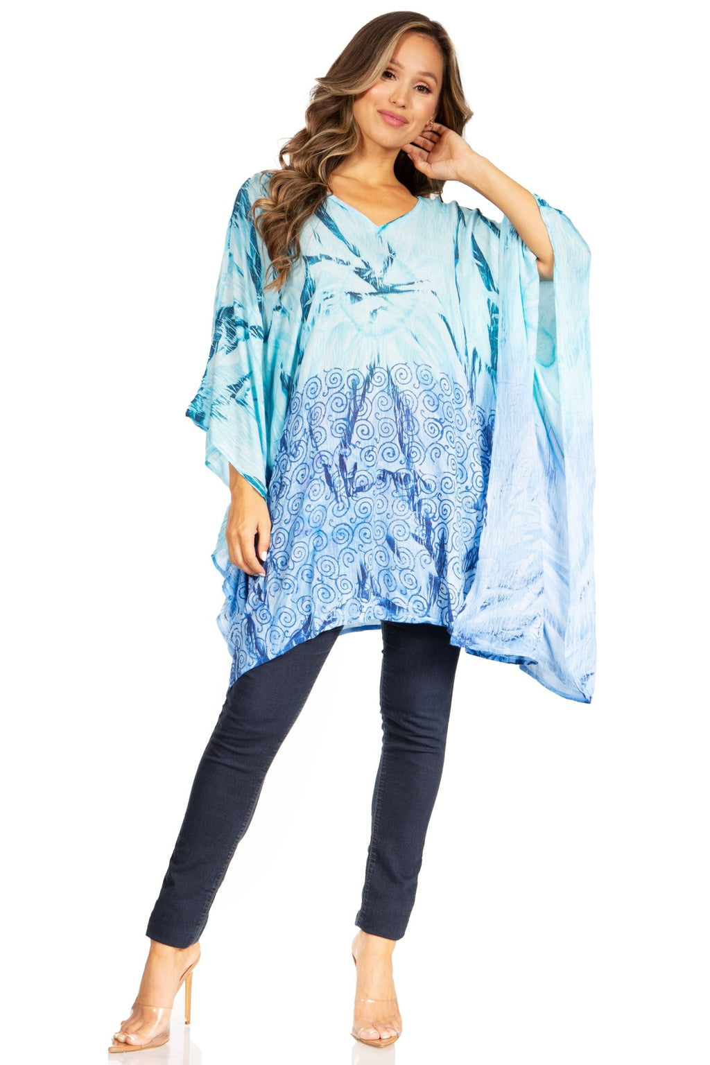 Sakkas Adalwin Third Tie Dye Desert Sun Circle Ponch Tunic Top Blouse W/Embroidery tops La Vie Bien Sakkas Adalwin Third Tie Dye Desert Sun Circle Ponch Tunic Top Blouse W/Embroidery