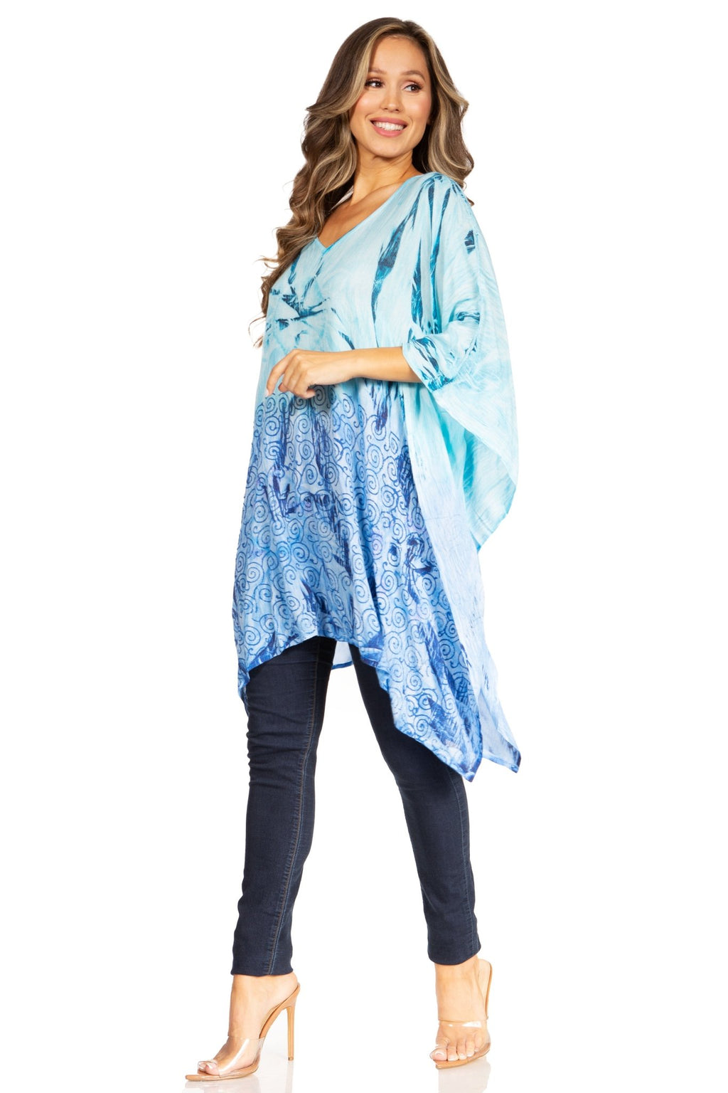 Sakkas Adalwin Third Tie Dye Desert Sun Circle Ponch Tunic Top Blouse W/Embroidery tops La Vie Bien Sakkas Adalwin Third Tie Dye Desert Sun Circle Ponch Tunic Top Blouse W/Embroidery