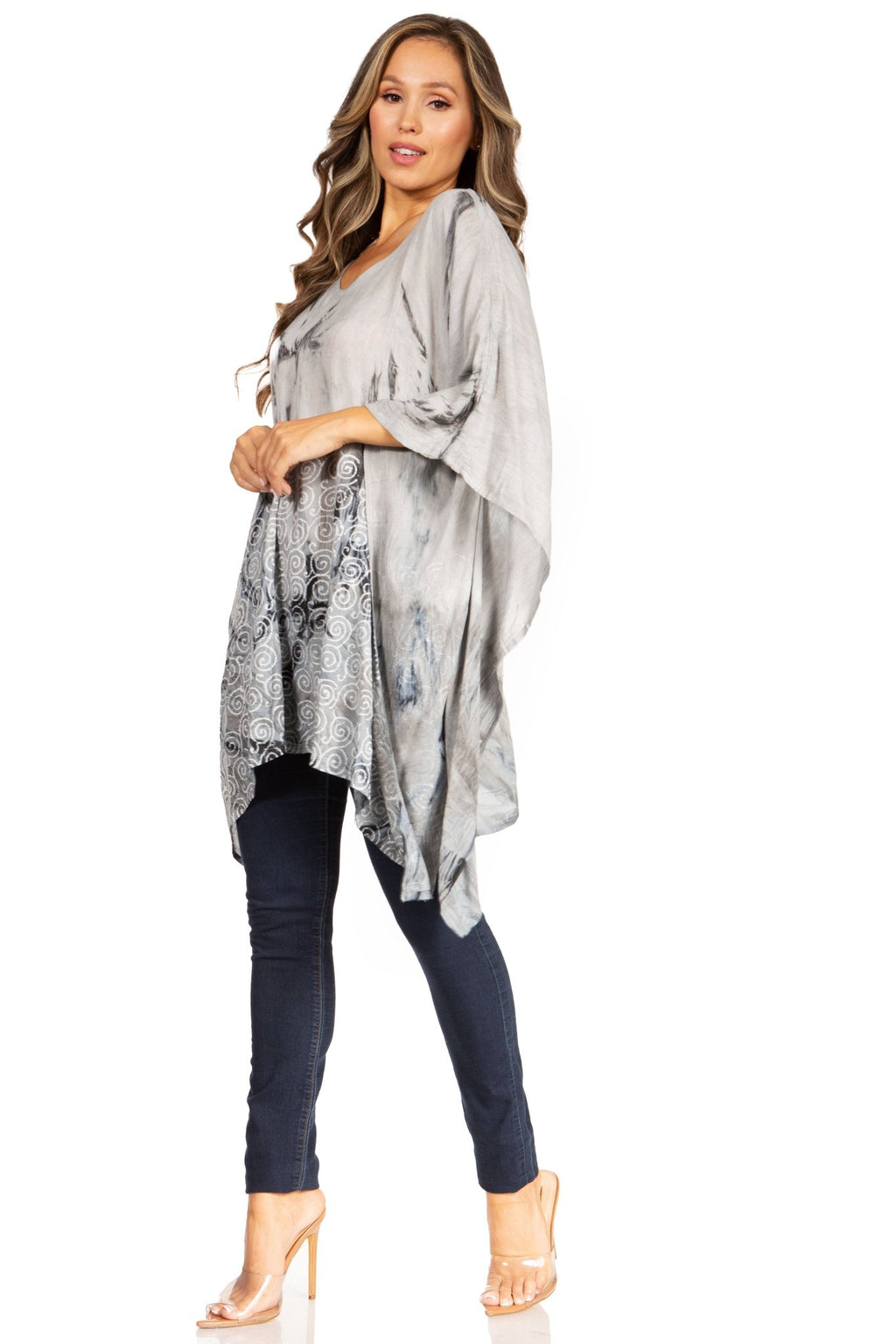 Sakkas Adalwin Third Tie Dye Desert Sun Circle Ponch Tunic Top Blouse W/Embroidery tops La Vie Bien Sakkas Adalwin Third Tie Dye Desert Sun Circle Ponch Tunic Top Blouse W/Embroidery
