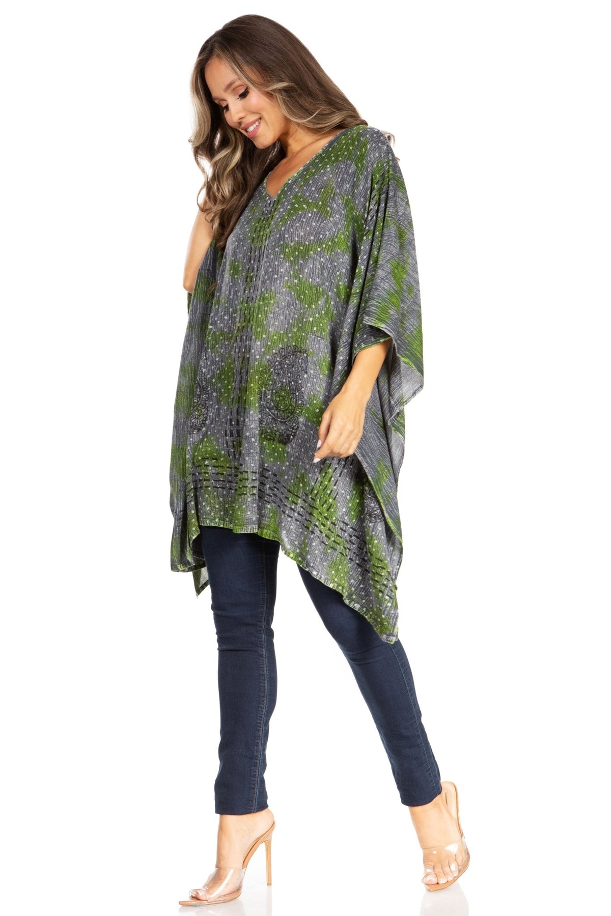 Sakkas Adalwin Third Tie Dye Desert Sun Circle Ponch Tunic Top Blouse W/Embroidery tops La Vie Bien Sakkas Adalwin Third Tie Dye Desert Sun Circle Ponch Tunic Top Blouse W/Embroidery
