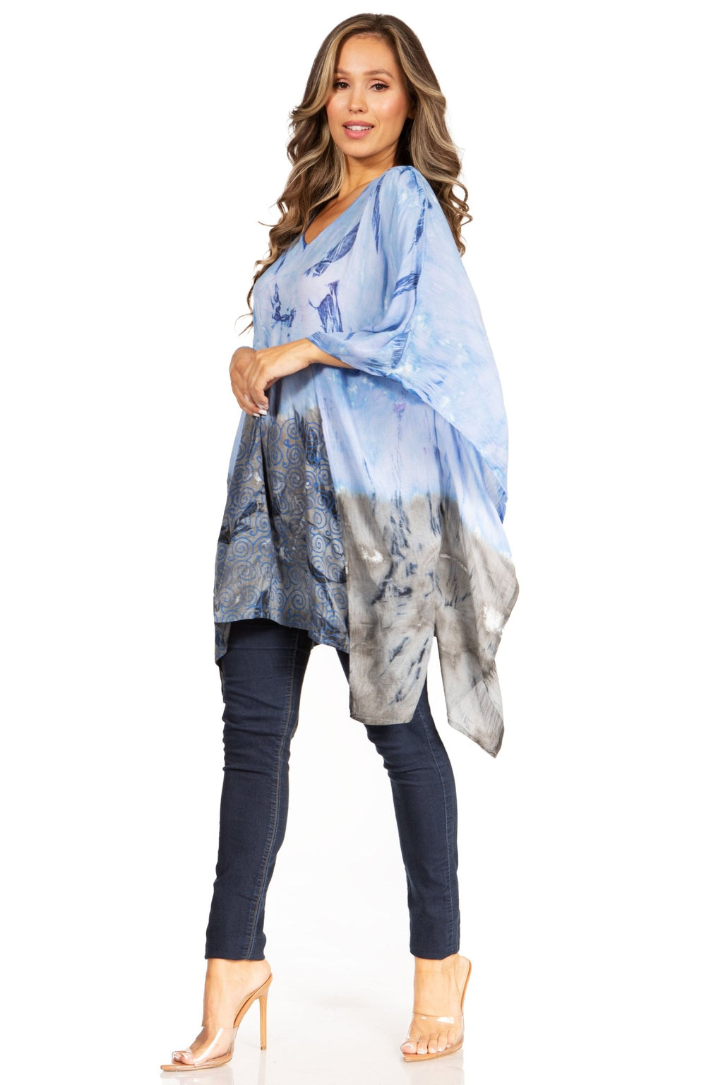 Sakkas Adalwin Third Tie Dye Desert Sun Circle Ponch Tunic Top Blouse W/Embroidery tops La Vie Bien Sakkas Adalwin Third Tie Dye Desert Sun Circle Ponch Tunic Top Blouse W/Embroidery