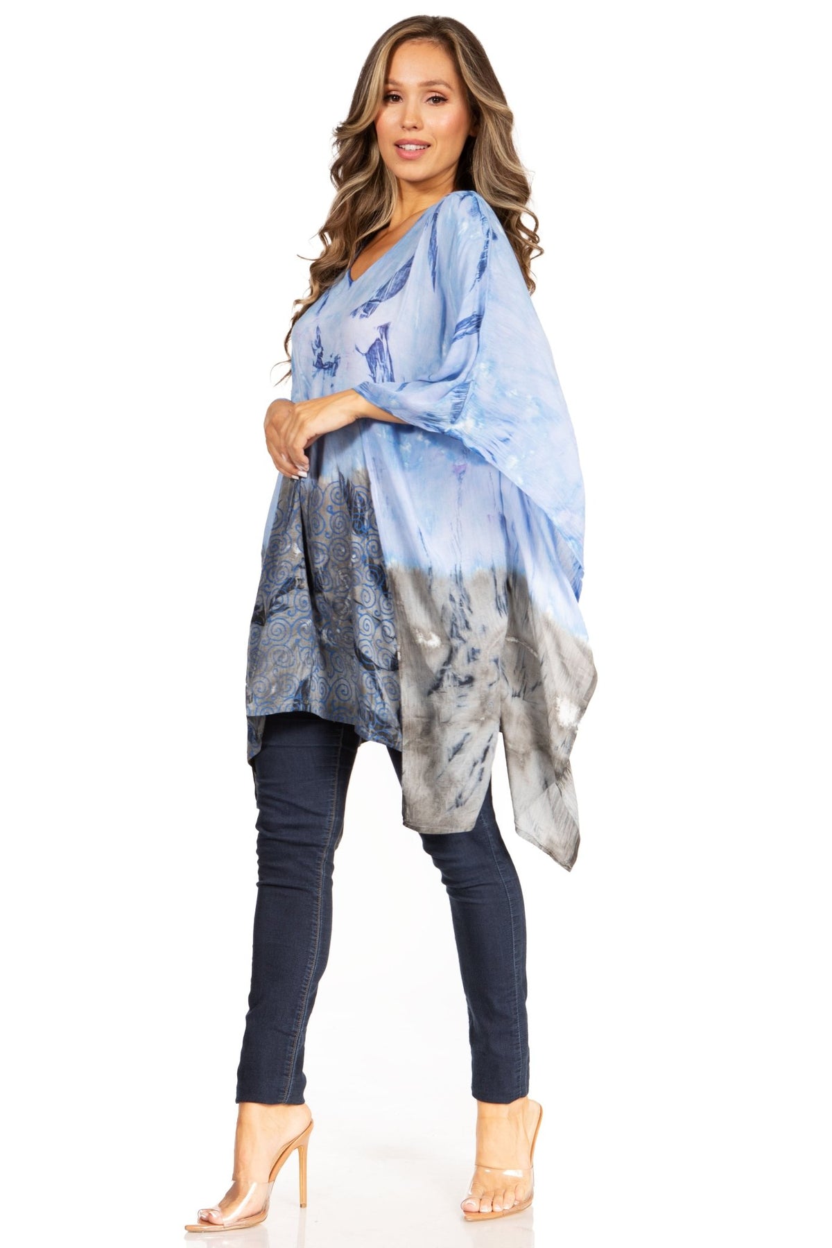 Sakkas Adalwin Third Tie Dye Desert Sun Circle Ponch Tunic Top Blouse W/Embroidery tops La Vie Bien Sakkas Adalwin Third Tie Dye Desert Sun Circle Ponch Tunic Top Blouse W/Embroidery
