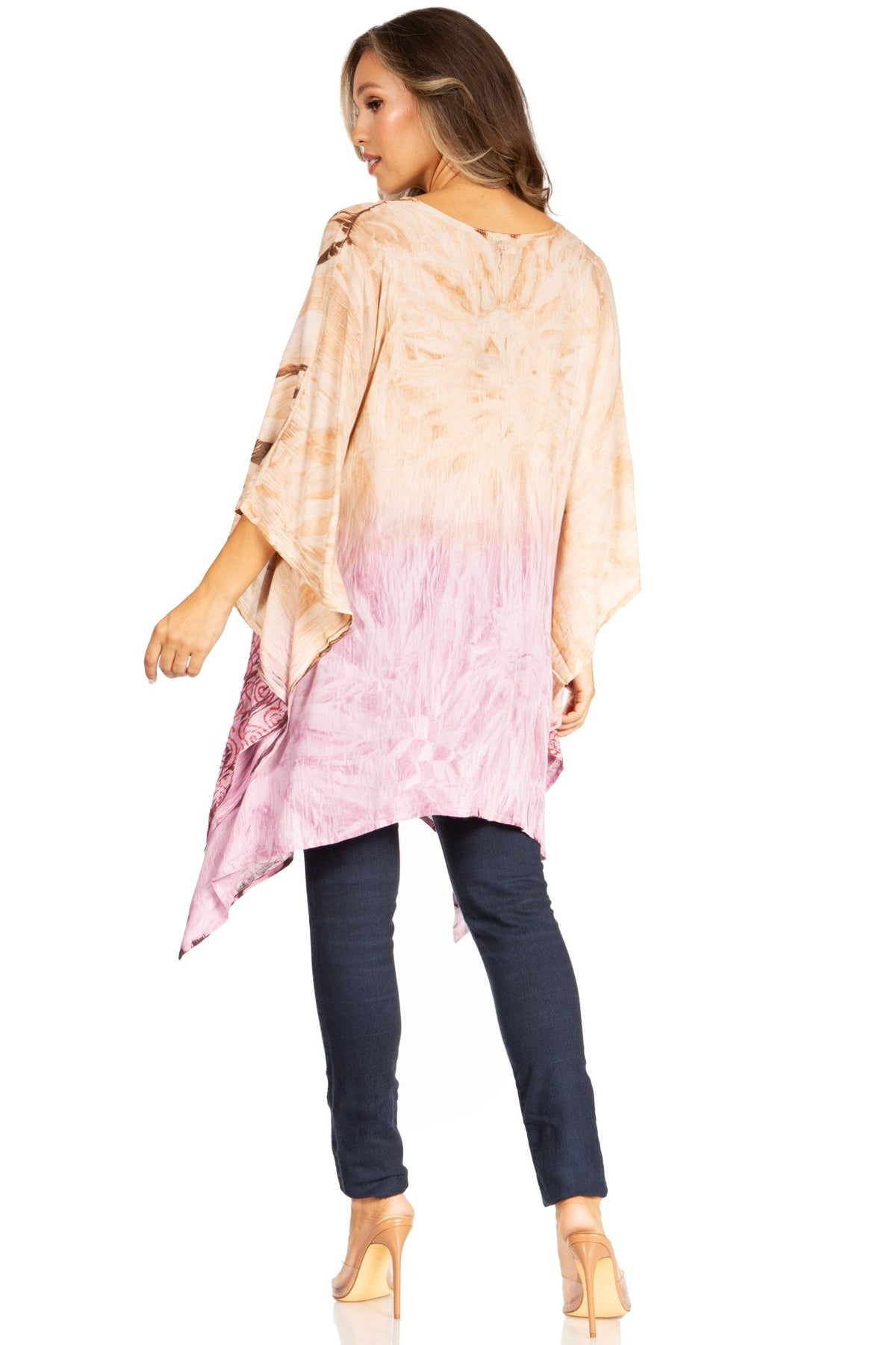 Sakkas Adalwin Third Tie Dye Desert Sun Circle Ponch Tunic Top Blouse W/Embroidery tops La Vie Bien Sakkas Adalwin Third Tie Dye Desert Sun Circle Ponch Tunic Top Blouse W/Embroidery