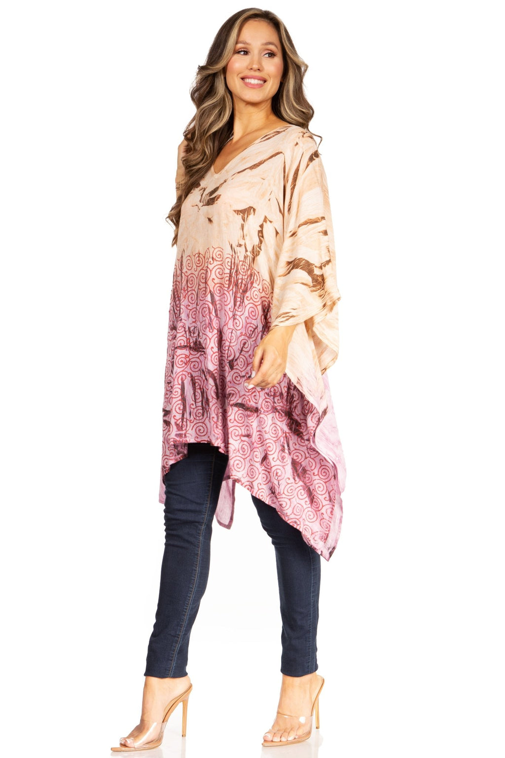 Sakkas Adalwin Third Tie Dye Desert Sun Circle Ponch Tunic Top Blouse W/Embroidery tops La Vie Bien Sakkas Adalwin Third Tie Dye Desert Sun Circle Ponch Tunic Top Blouse W/Embroidery