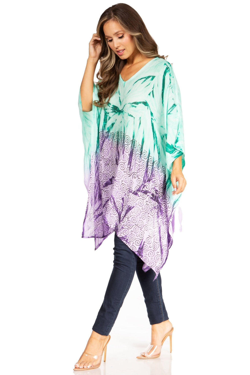 Sakkas Adalwin Third Tie Dye Desert Sun Circle Ponch Tunic Top Blouse W/Embroidery tops La Vie Bien Sakkas Adalwin Third Tie Dye Desert Sun Circle Ponch Tunic Top Blouse W/Embroidery