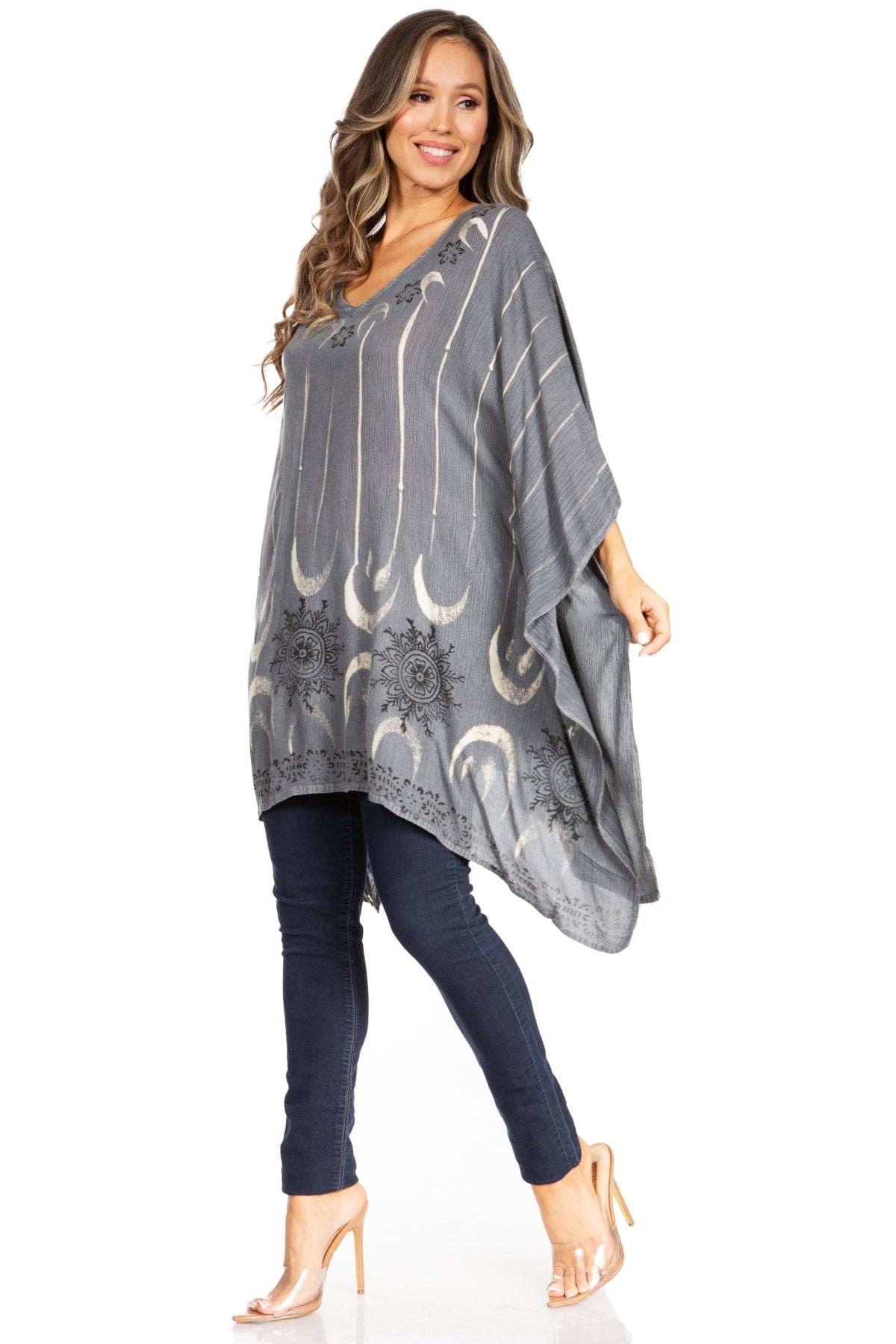 Sakkas Adalwin Third Tie Dye Desert Sun Circle Ponch Tunic Top Blouse W/Embroidery tops La Vie Bien Sakkas Adalwin Third Tie Dye Desert Sun Circle Ponch Tunic Top Blouse W/Embroidery