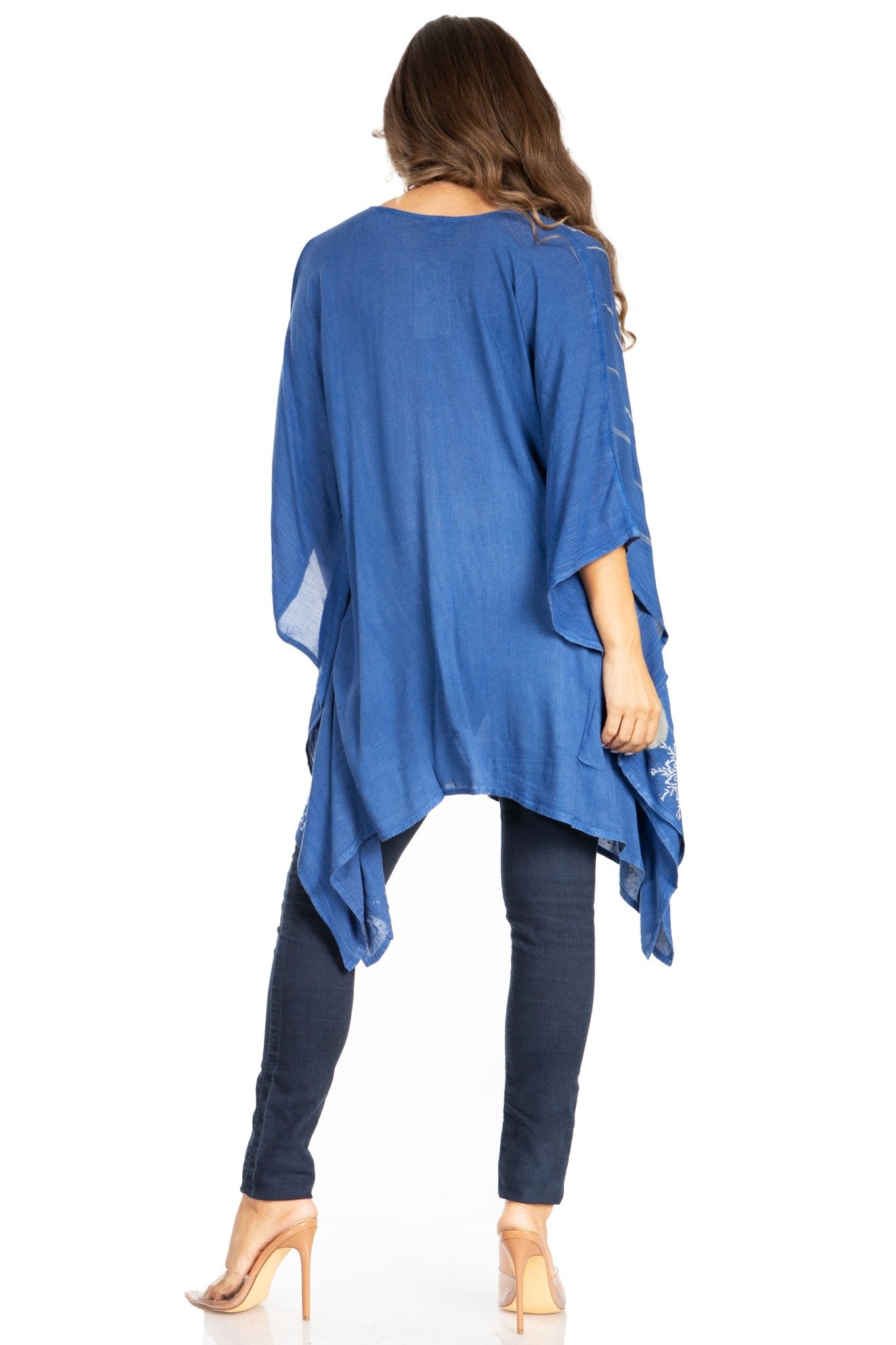 Sakkas Adalwin Third Tie Dye Desert Sun Circle Ponch Tunic Top Blouse W/Embroidery tops La Vie Bien Sakkas Adalwin Third Tie Dye Desert Sun Circle Ponch Tunic Top Blouse W/Embroidery