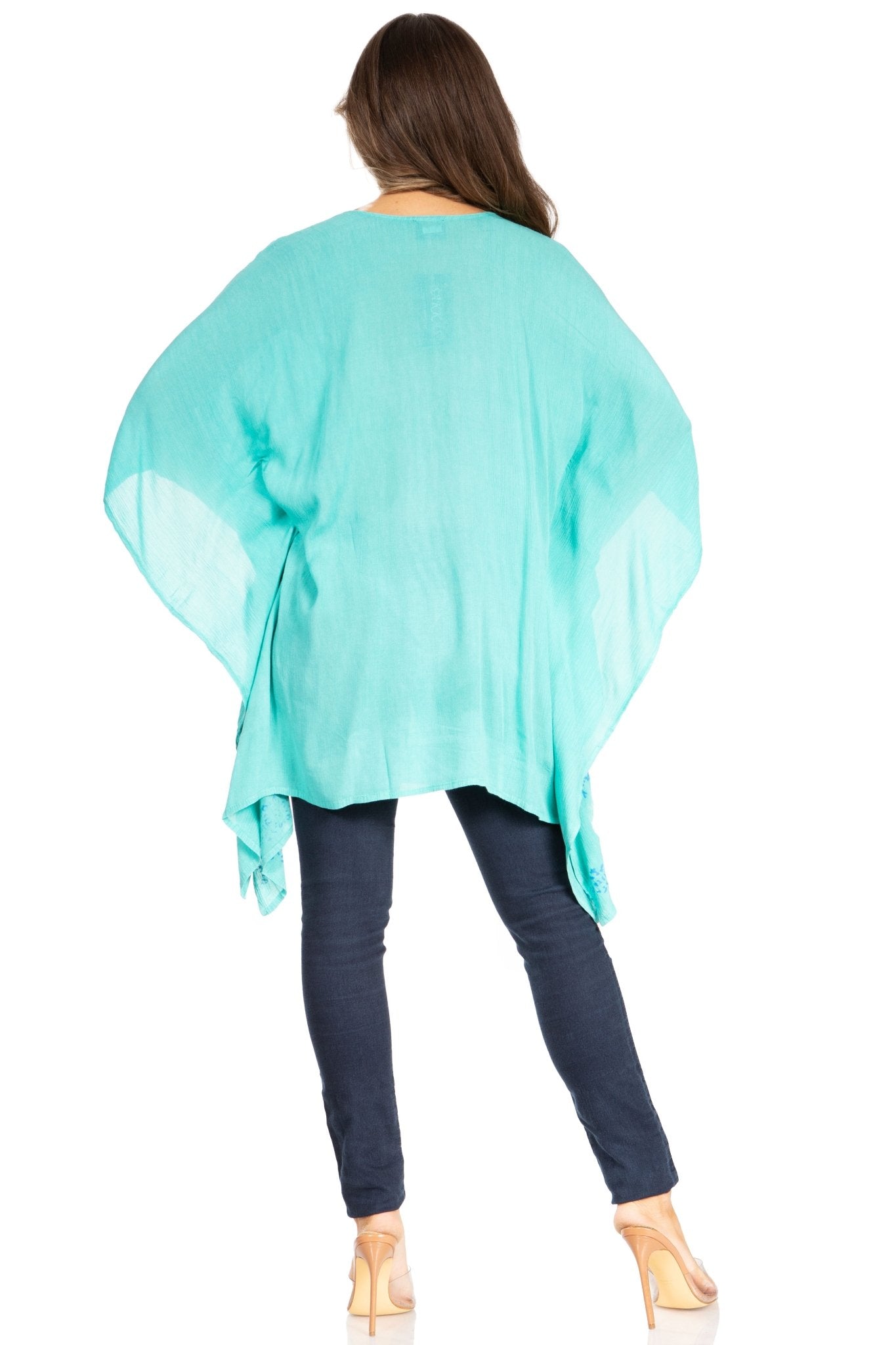Sakkas Adalwin Third Tie Dye Desert Sun Circle Ponch Tunic Top Blouse W/Embroidery tops La Vie Bien Sakkas Adalwin Third Tie Dye Desert Sun Circle Ponch Tunic Top Blouse W/Embroidery