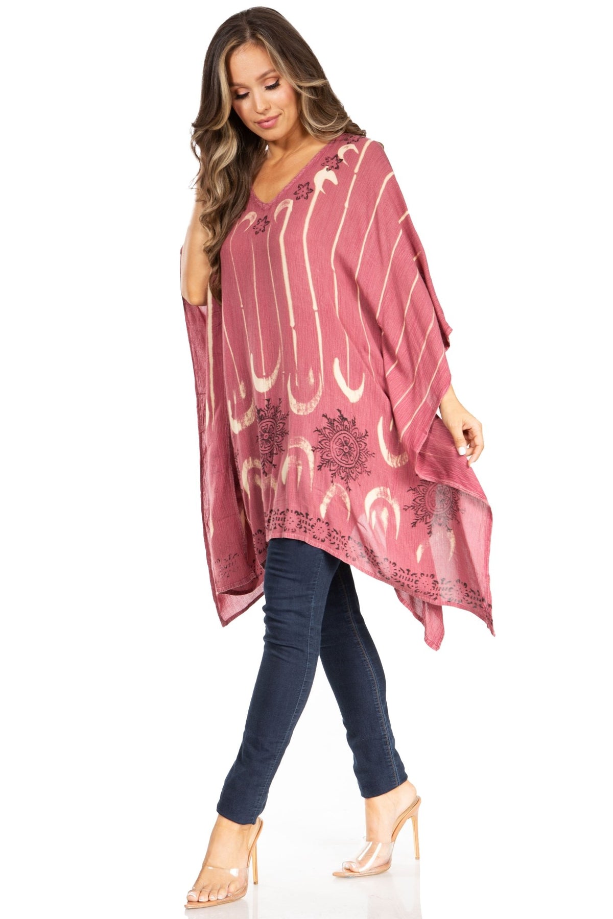 Sakkas Adalwin Third Tie Dye Desert Sun Circle Ponch Tunic Top Blouse W/Embroidery tops La Vie Bien Sakkas Adalwin Third Tie Dye Desert Sun Circle Ponch Tunic Top Blouse W/Embroidery