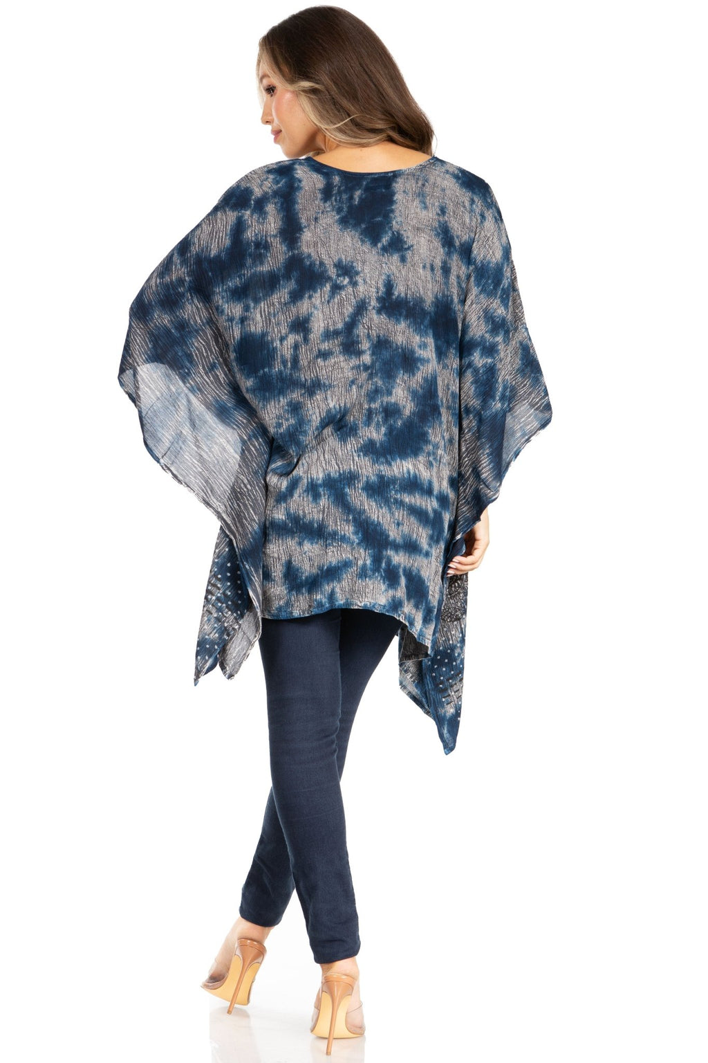 Sakkas Adalwin Third Tie Dye Desert Sun Circle Ponch Tunic Top Blouse W/Embroidery tops La Vie Bien Sakkas Adalwin Third Tie Dye Desert Sun Circle Ponch Tunic Top Blouse W/Embroidery