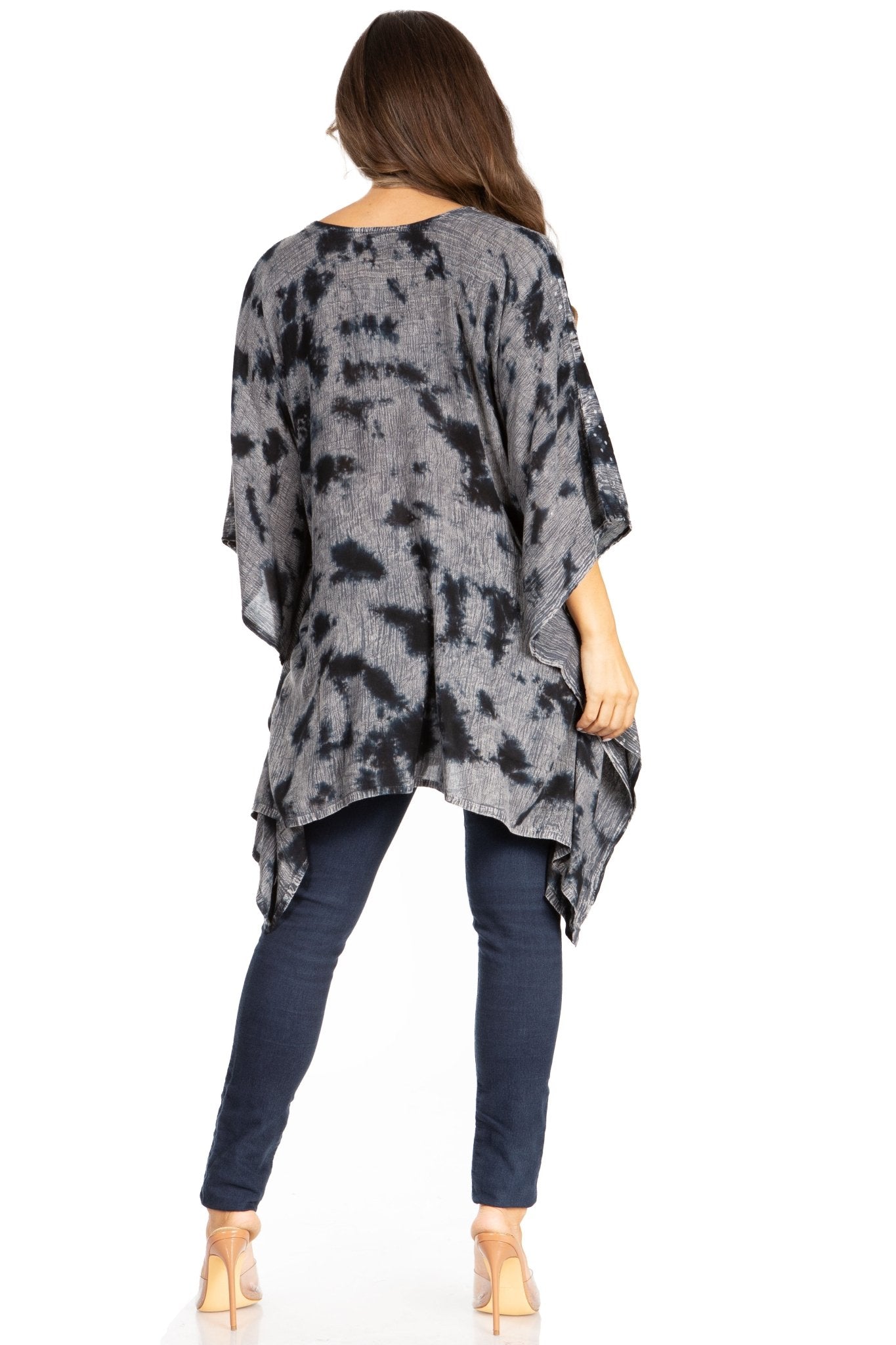 Sakkas Adalwin Third Tie Dye Desert Sun Circle Ponch Tunic Top Blouse W/Embroidery tops La Vie Bien Sakkas Adalwin Third Tie Dye Desert Sun Circle Ponch Tunic Top Blouse W/Embroidery