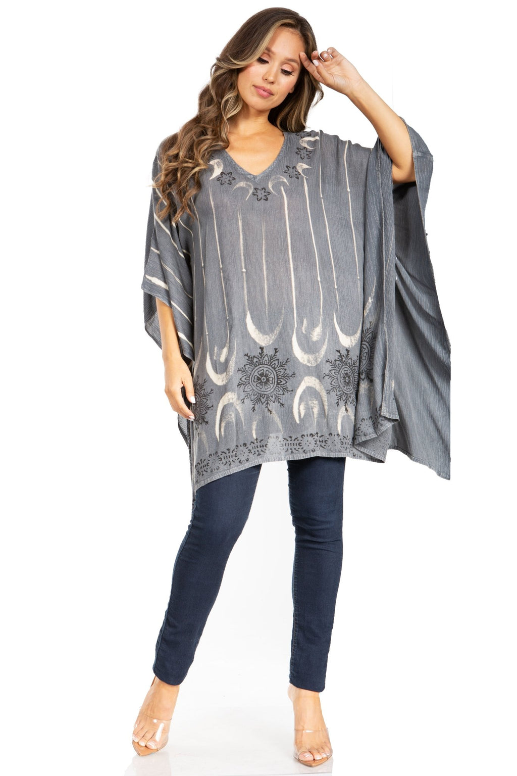 Sakkas Adalwin Third Tie Dye Desert Sun Circle Ponch Tunic Top Blouse W/Embroidery tops La Vie Bien Sakkas Adalwin Third Tie Dye Desert Sun Circle Ponch Tunic Top Blouse W/Embroidery