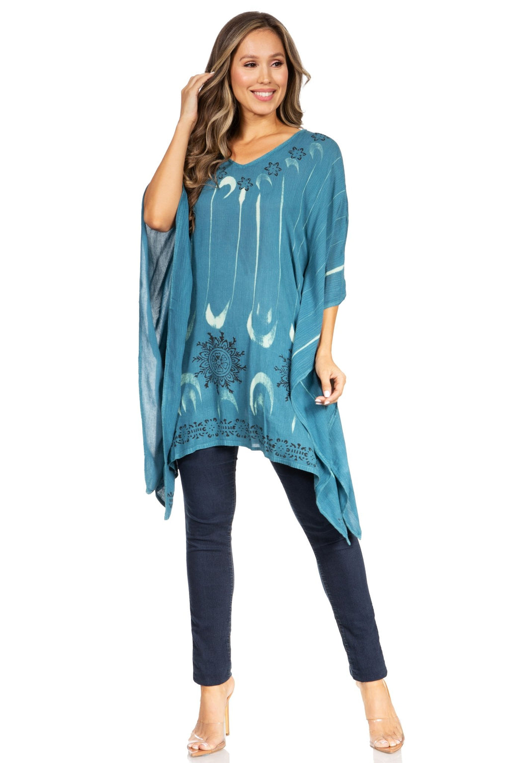 Sakkas Adalwin Third Tie Dye Desert Sun Circle Ponch Tunic Top Blouse W/Embroidery tops La Vie Bien Sakkas Adalwin Third Tie Dye Desert Sun Circle Ponch Tunic Top Blouse W/Embroidery