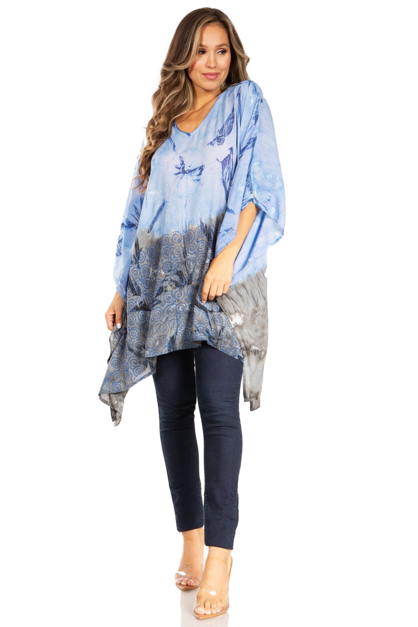 Sakkas Adalwin Third Tie Dye Desert Sun Circle Ponch Tunic Top Blouse W/Embroidery tops La Vie Bien Sakkas Adalwin Third Tie Dye Desert Sun Circle Ponch Tunic Top Blouse W/Embroidery