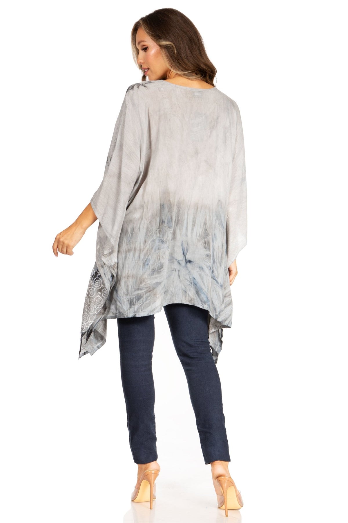 Sakkas Adalwin Third Tie Dye Desert Sun Circle Ponch Tunic Top Blouse W/Embroidery tops La Vie Bien Sakkas Adalwin Third Tie Dye Desert Sun Circle Ponch Tunic Top Blouse W/Embroidery