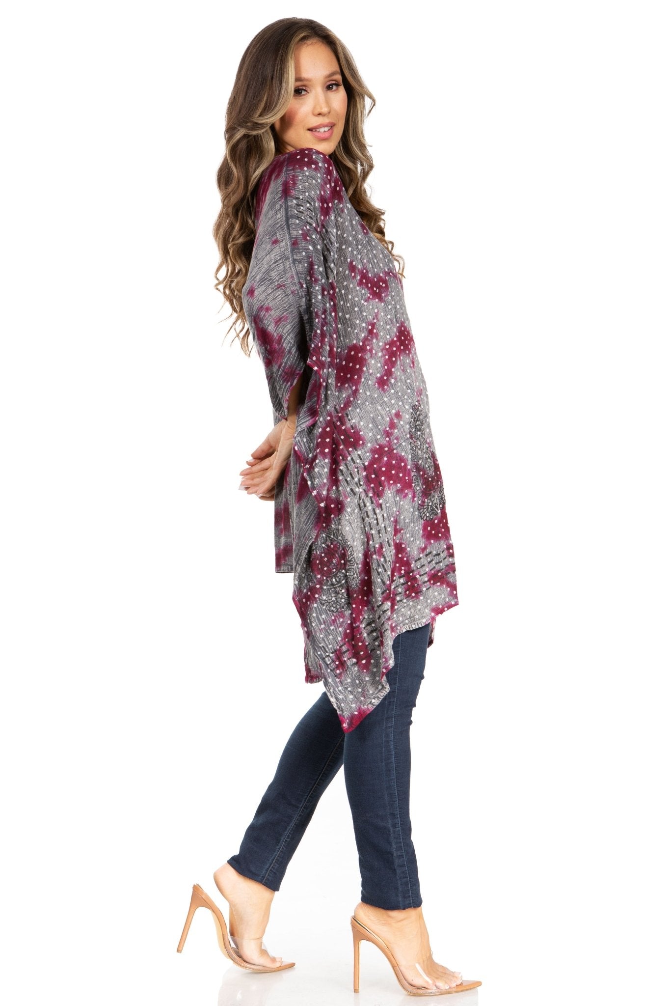 Sakkas Adalwin Third Tie Dye Desert Sun Circle Ponch Tunic Top Blouse W/Embroidery tops La Vie Bien Sakkas Adalwin Third Tie Dye Desert Sun Circle Ponch Tunic Top Blouse W/Embroidery