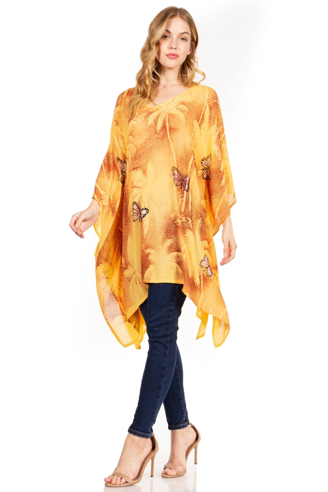 Sakkas Adalwin Third Tie Dye Desert Sun Circle Ponch Tunic Top Blouse W/Embroidery tops La Vie Bien Sakkas Adalwin Third Tie Dye Desert Sun Circle Ponch Tunic Top Blouse W/Embroidery