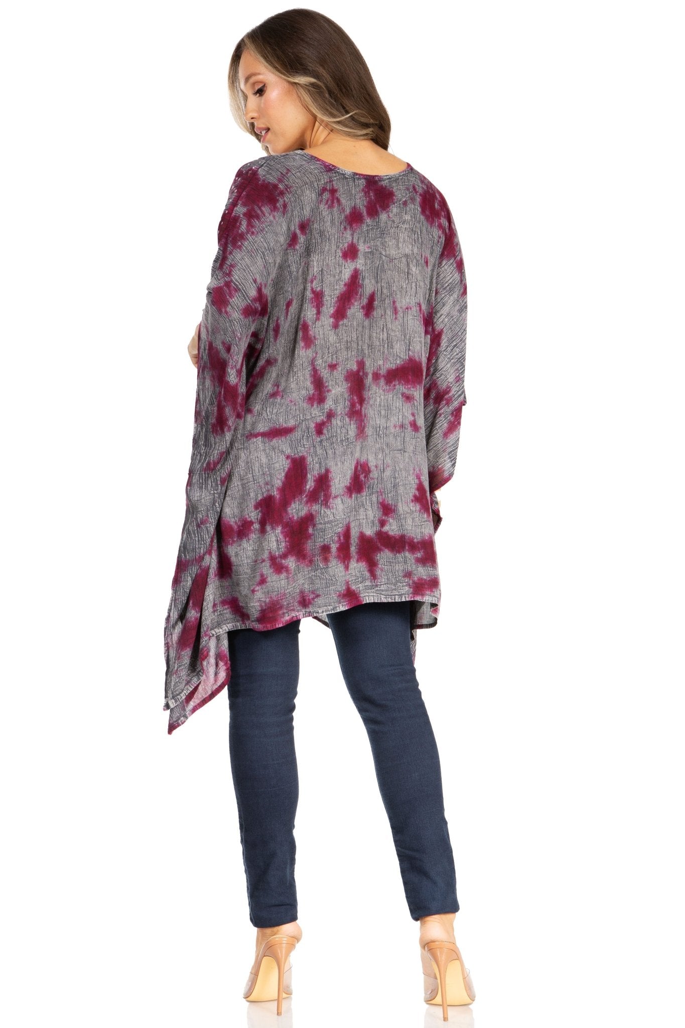 Sakkas Adalwin Third Tie Dye Desert Sun Circle Ponch Tunic Top Blouse W/Embroidery tops La Vie Bien Sakkas Adalwin Third Tie Dye Desert Sun Circle Ponch Tunic Top Blouse W/Embroidery