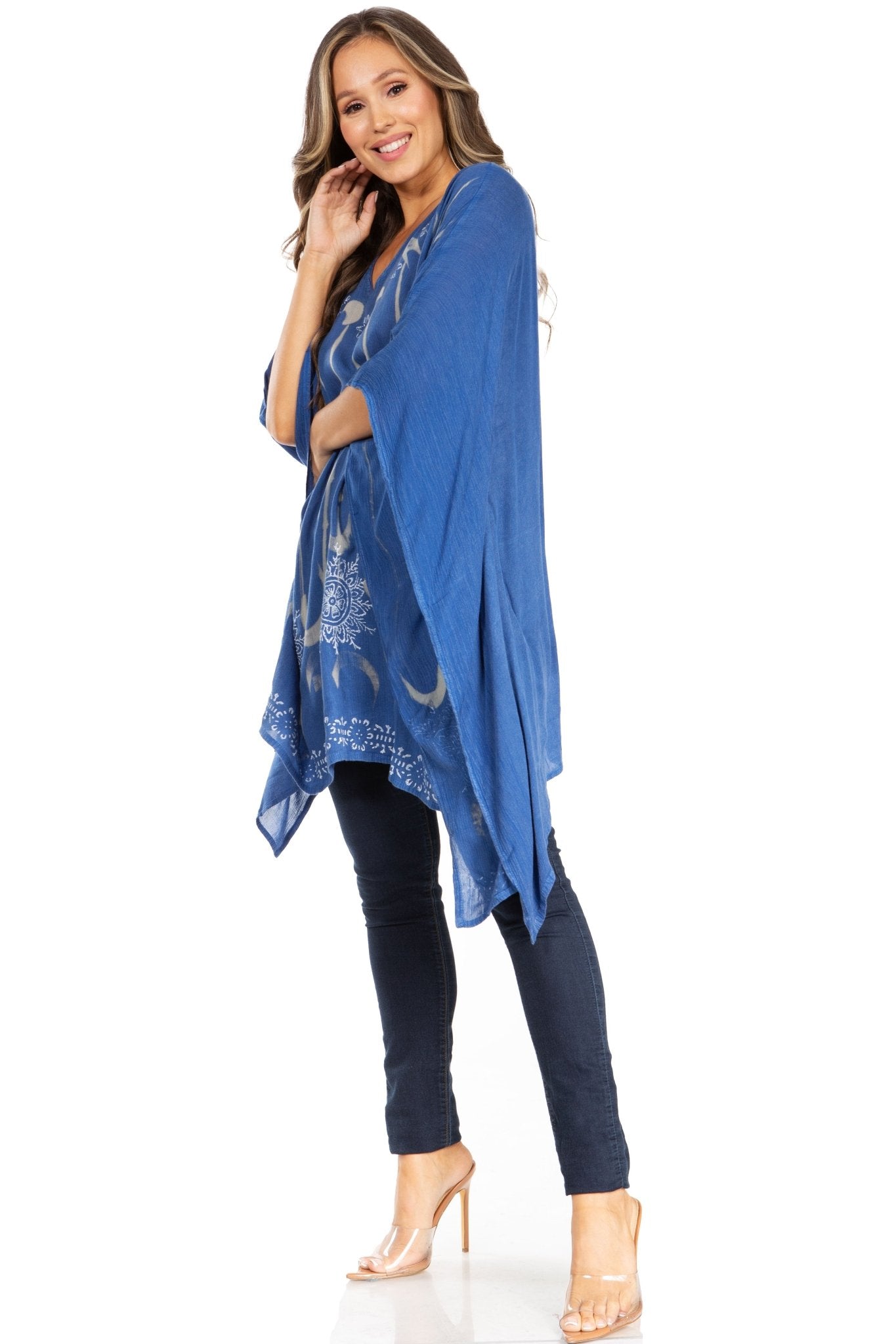 Sakkas Adalwin Third Tie Dye Desert Sun Circle Ponch Tunic Top Blouse W/Embroidery tops La Vie Bien Sakkas Adalwin Third Tie Dye Desert Sun Circle Ponch Tunic Top Blouse W/Embroidery