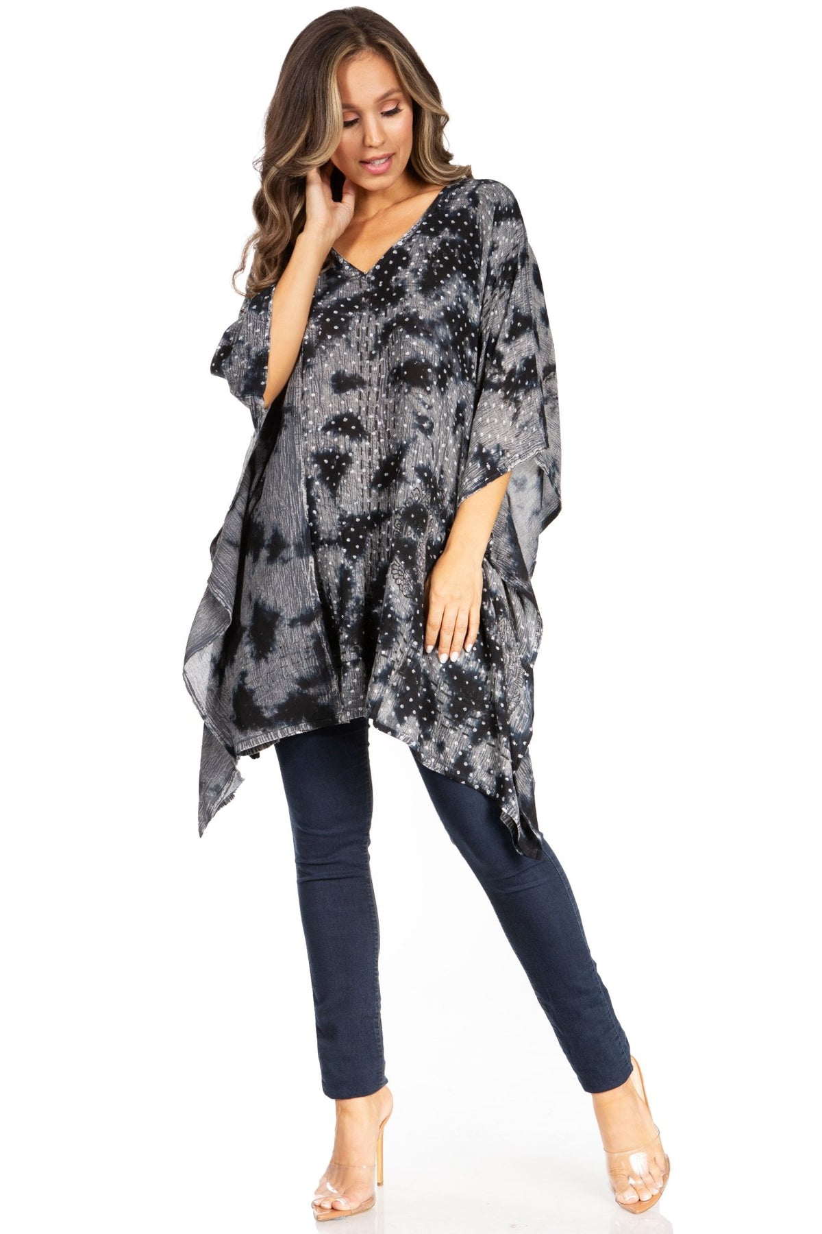 Sakkas Adalwin Third Tie Dye Desert Sun Circle Ponch Tunic Top Blouse W/Embroidery tops La Vie Bien Sakkas Adalwin Third Tie Dye Desert Sun Circle Ponch Tunic Top Blouse W/Embroidery