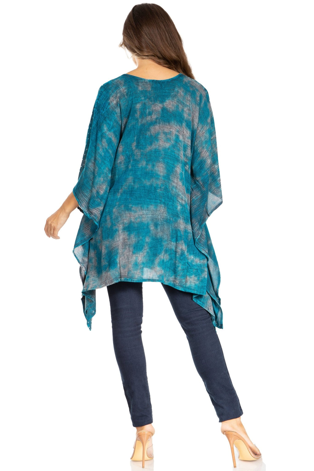 Sakkas Adalwin Third Tie Dye Desert Sun Circle Ponch Tunic Top Blouse W/Embroidery tops La Vie Bien Sakkas Adalwin Third Tie Dye Desert Sun Circle Ponch Tunic Top Blouse W/Embroidery
