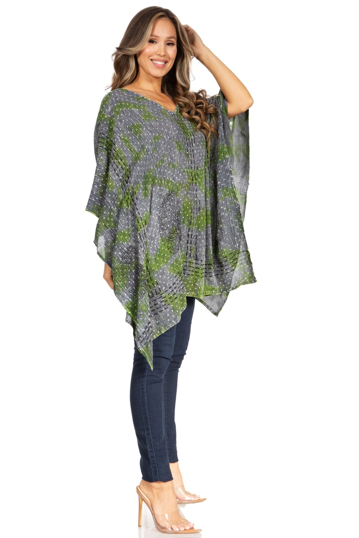 Sakkas Adalwin Third Tie Dye Desert Sun Circle Ponch Tunic Top Blouse W/Embroidery tops La Vie Bien Sakkas Adalwin Third Tie Dye Desert Sun Circle Ponch Tunic Top Blouse W/Embroidery