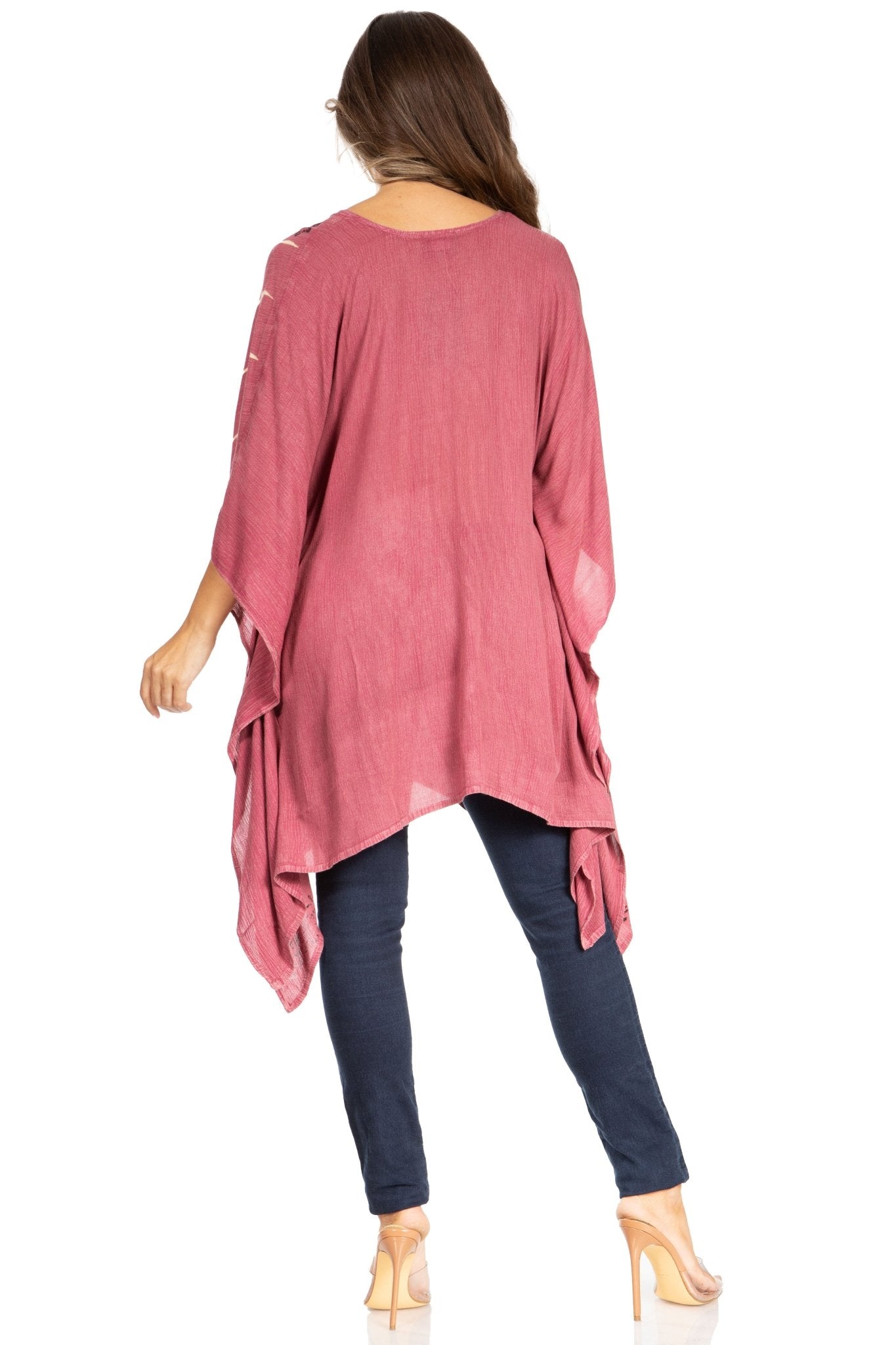 Sakkas Adalwin Third Tie Dye Desert Sun Circle Ponch Tunic Top Blouse W/Embroidery tops La Vie Bien Sakkas Adalwin Third Tie Dye Desert Sun Circle Ponch Tunic Top Blouse W/Embroidery