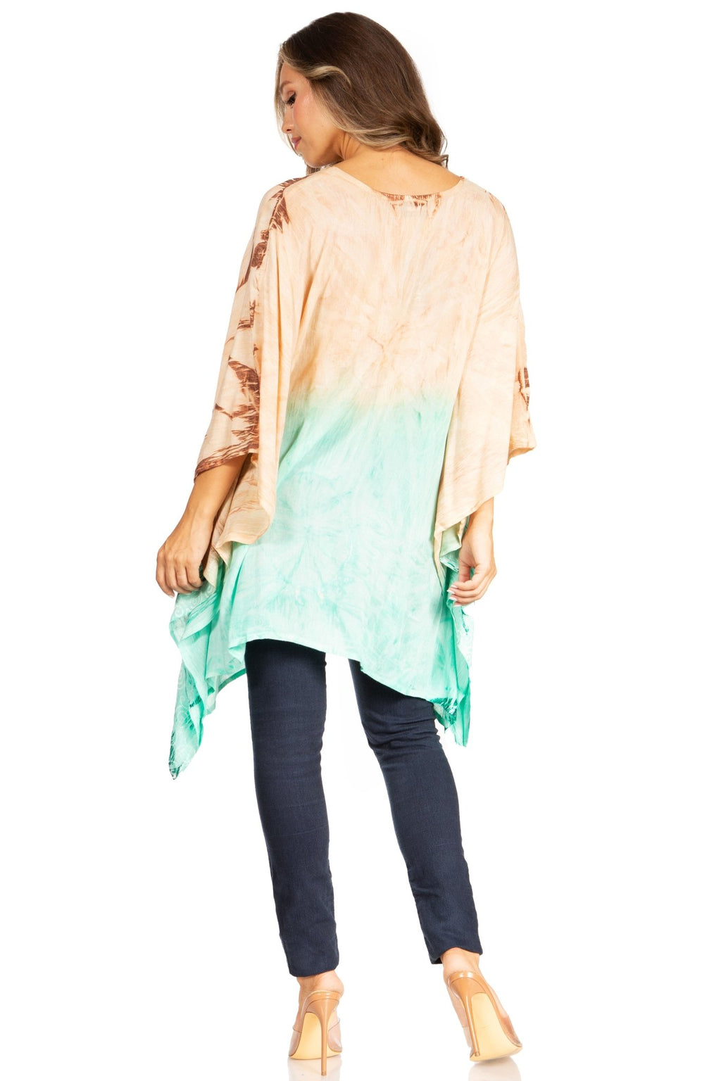 Sakkas Adalwin Third Tie Dye Desert Sun Circle Ponch Tunic Top Blouse W/Embroidery tops La Vie Bien Sakkas Adalwin Third Tie Dye Desert Sun Circle Ponch Tunic Top Blouse W/Embroidery