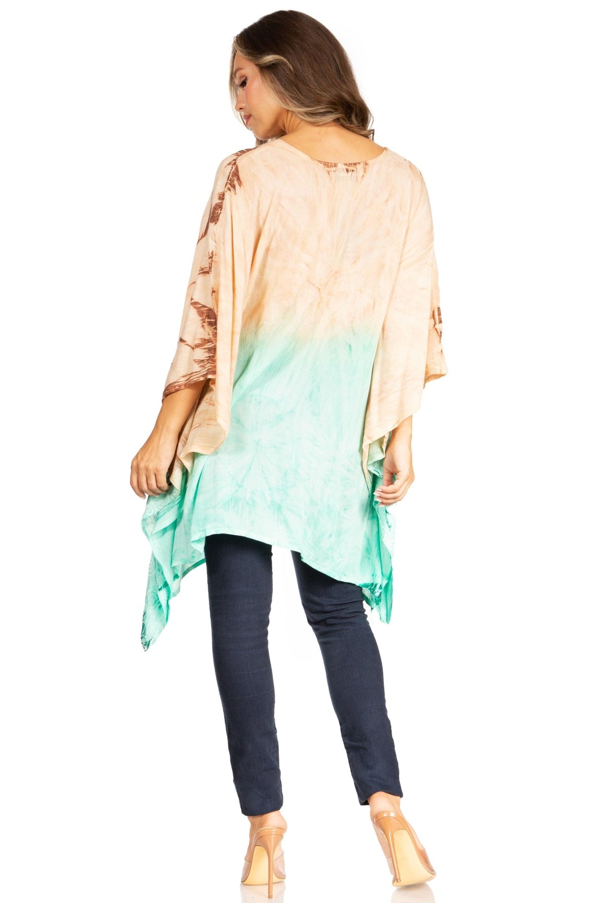 Sakkas Adalwin Third Tie Dye Desert Sun Circle Ponch Tunic Top Blouse W/Embroidery tops La Vie Bien Sakkas Adalwin Third Tie Dye Desert Sun Circle Ponch Tunic Top Blouse W/Embroidery