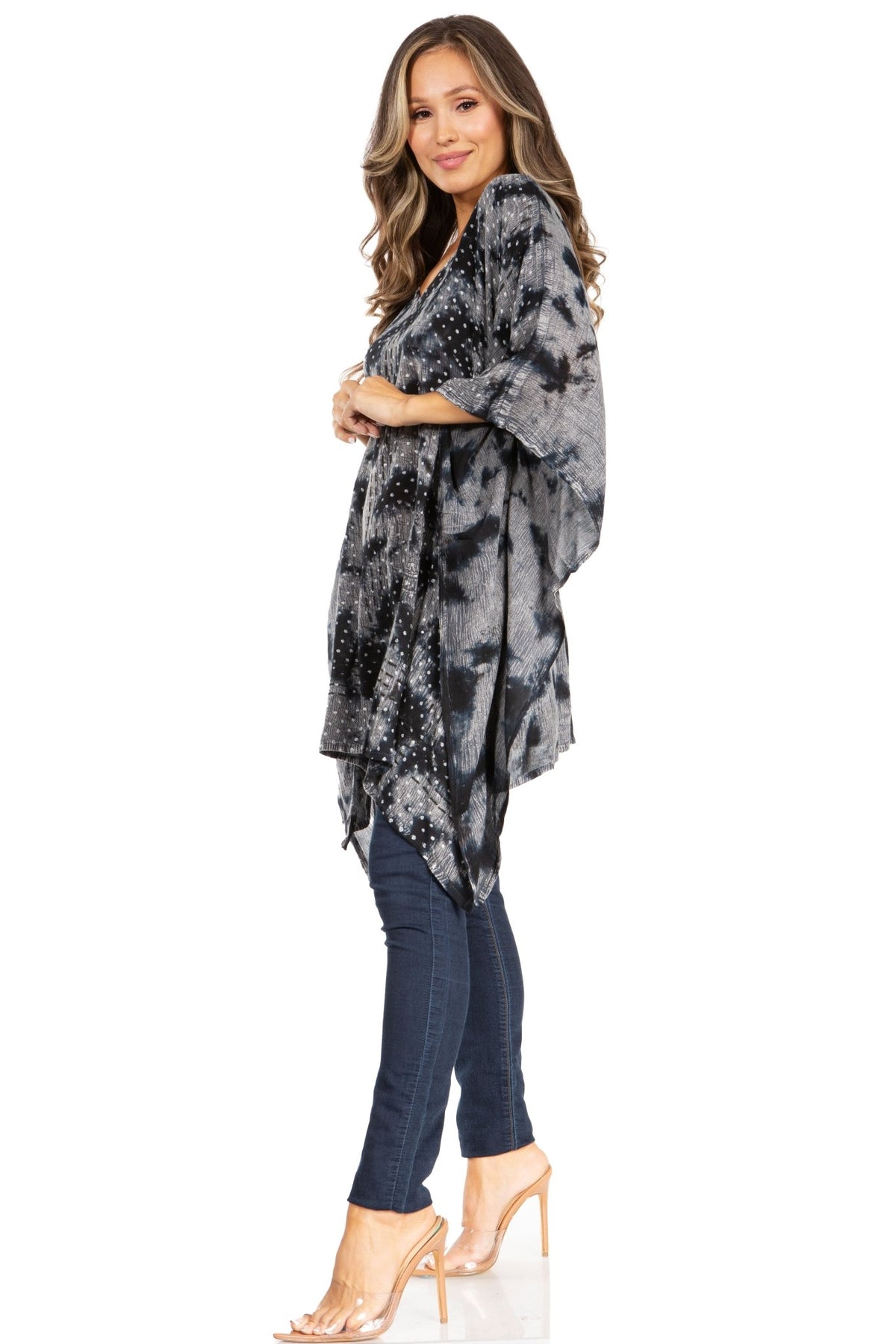 Sakkas Adalwin Third Tie Dye Desert Sun Circle Ponch Tunic Top Blouse W/Embroidery tops La Vie Bien Sakkas Adalwin Third Tie Dye Desert Sun Circle Ponch Tunic Top Blouse W/Embroidery