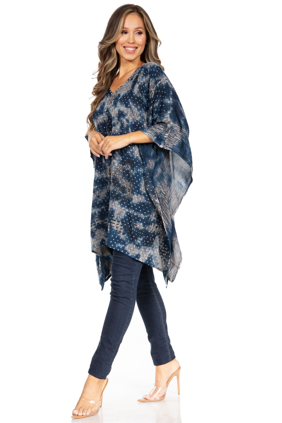 Sakkas Adalwin Third Tie Dye Desert Sun Circle Ponch Tunic Top Blouse W/Embroidery tops La Vie Bien Sakkas Adalwin Third Tie Dye Desert Sun Circle Ponch Tunic Top Blouse W/Embroidery