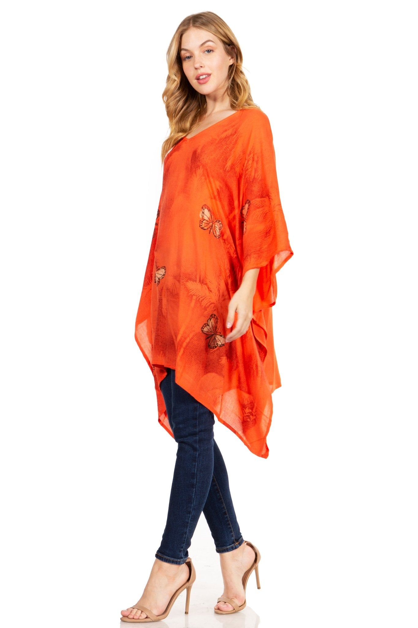 Sakkas Adalwin Third Tie Dye Desert Sun Circle Ponch Tunic Top Blouse W/Embroidery tops La Vie Bien Sakkas Adalwin Third Tie Dye Desert Sun Circle Ponch Tunic Top Blouse W/Embroidery