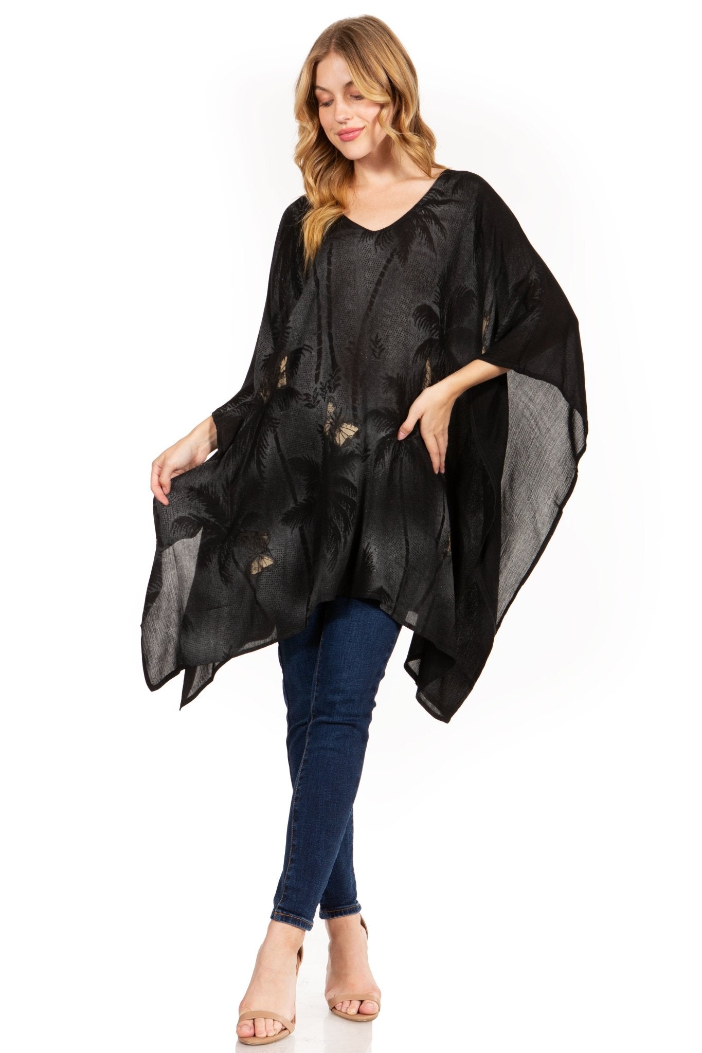 Sakkas Adalwin Third Tie Dye Desert Sun Circle Ponch Tunic Top Blouse W/Embroidery tops La Vie Bien Sakkas Adalwin Third Tie Dye Desert Sun Circle Ponch Tunic Top Blouse W/Embroidery