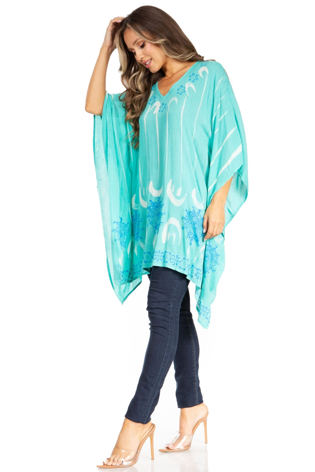 Sakkas Adalwin Third Tie Dye Desert Sun Circle Ponch Tunic Top Blouse W/Embroidery tops La Vie Bien Sakkas Adalwin Third Tie Dye Desert Sun Circle Ponch Tunic Top Blouse W/Embroidery