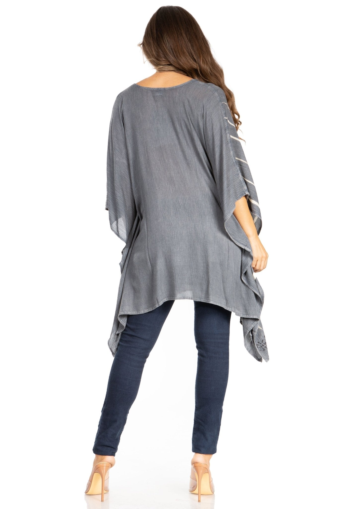 Sakkas Adalwin Third Tie Dye Desert Sun Circle Ponch Tunic Top Blouse W/Embroidery tops La Vie Bien Sakkas Adalwin Third Tie Dye Desert Sun Circle Ponch Tunic Top Blouse W/Embroidery
