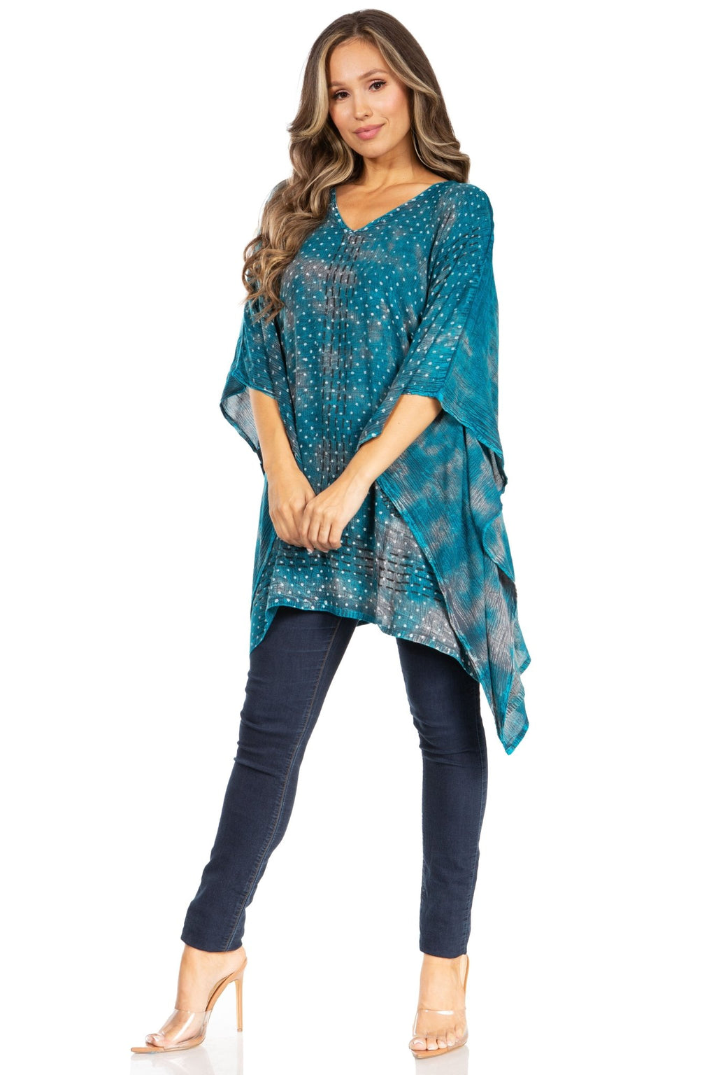 Sakkas Adalwin Third Tie Dye Desert Sun Circle Ponch Tunic Top Blouse W/Embroidery tops La Vie Bien Sakkas Adalwin Third Tie Dye Desert Sun Circle Ponch Tunic Top Blouse W/Embroidery