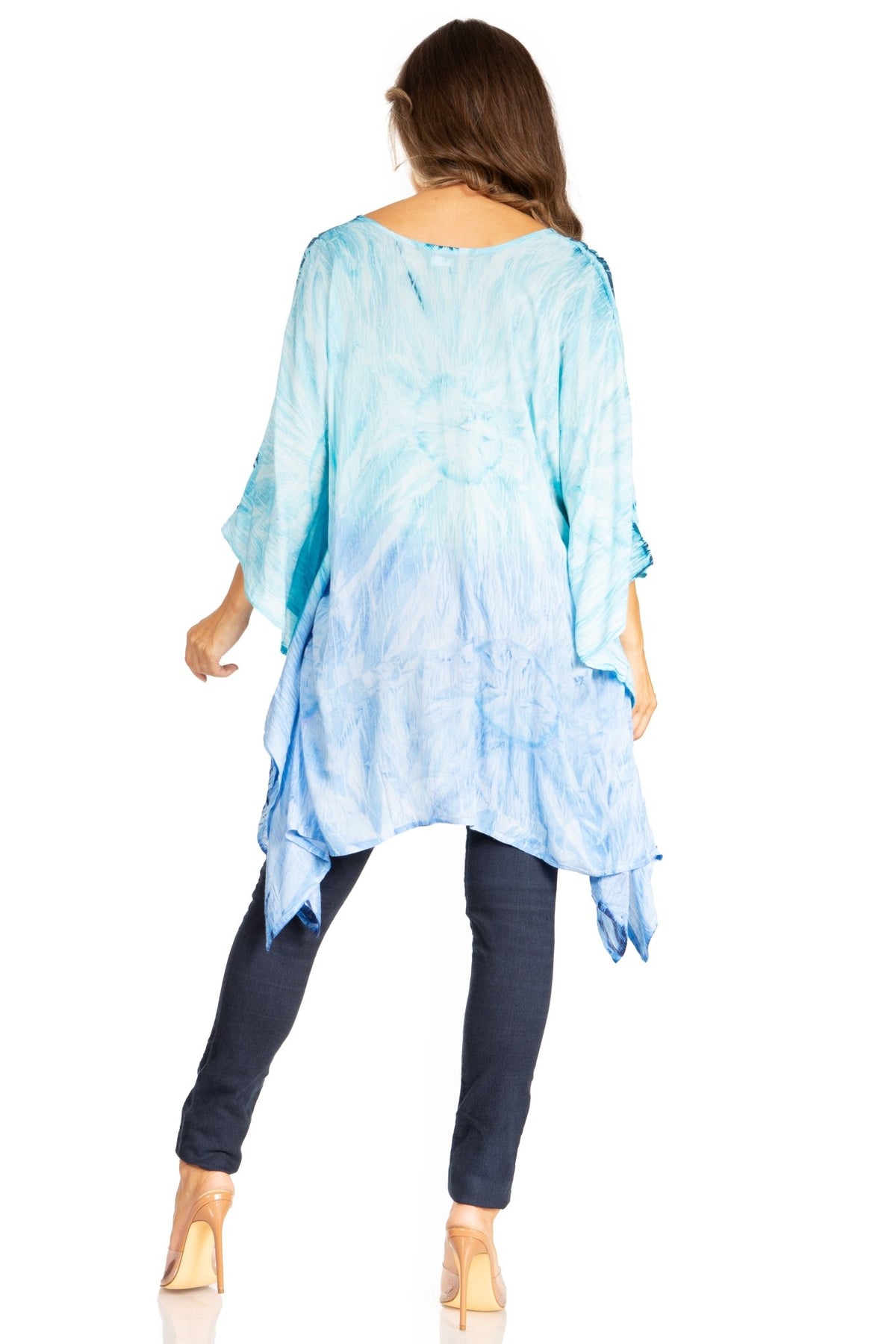 Sakkas Adalwin Third Tie Dye Desert Sun Circle Ponch Tunic Top Blouse W/Embroidery tops La Vie Bien Sakkas Adalwin Third Tie Dye Desert Sun Circle Ponch Tunic Top Blouse W/Embroidery