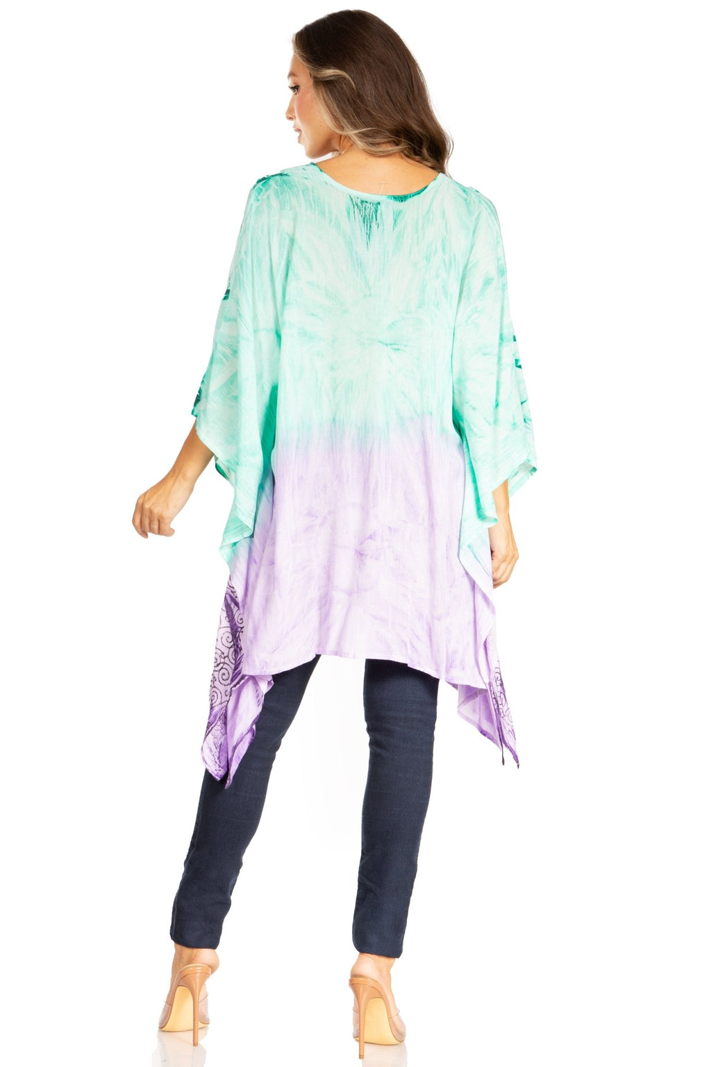 Sakkas Adalwin Third Tie Dye Desert Sun Circle Ponch Tunic Top Blouse W/Embroidery tops La Vie Bien Sakkas Adalwin Third Tie Dye Desert Sun Circle Ponch Tunic Top Blouse W/Embroidery