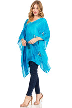 Sakkas Adalwin Third Tie Dye Desert Sun Circle Ponch Tunic Top Blouse W/Embroidery tops La Vie Bien Sakkas Adalwin Third Tie Dye Desert Sun Circle Ponch Tunic Top Blouse W/Embroidery