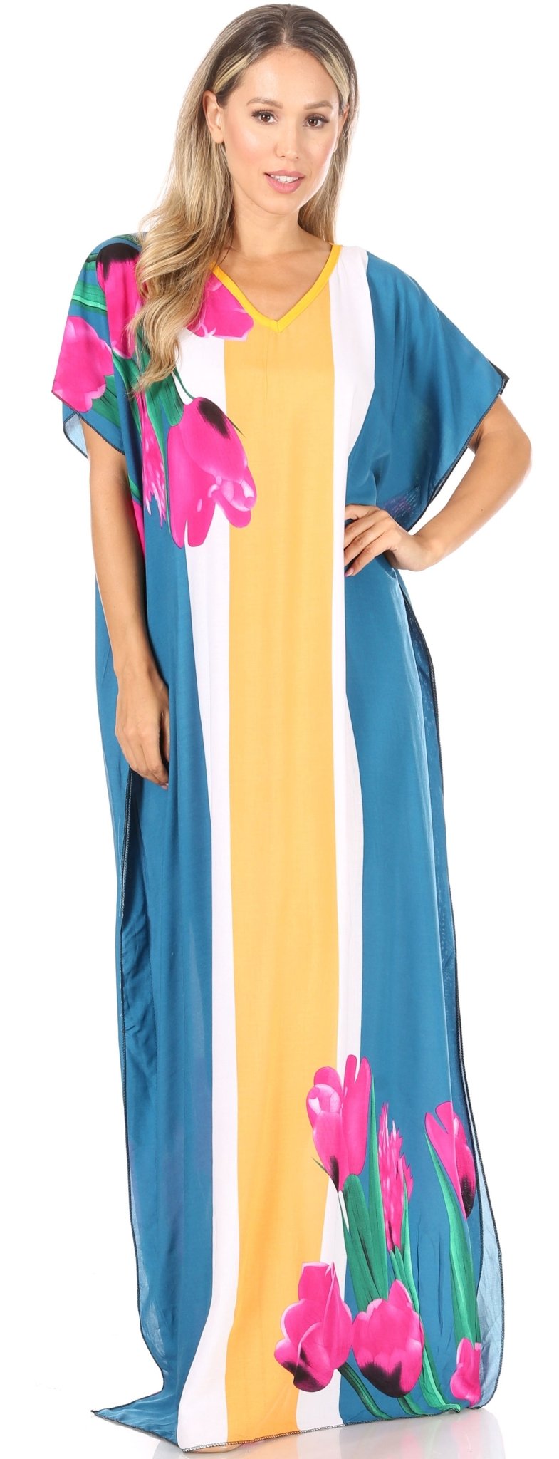 Sakkas Aggy Womens Dashiki African Print Caftan Dress Maxi Boho Hippie Colorful dresses La Vie Bien Sakkas Aggy Womens Dashiki African Print Caftan Dress Maxi Boho Hippie Colorful