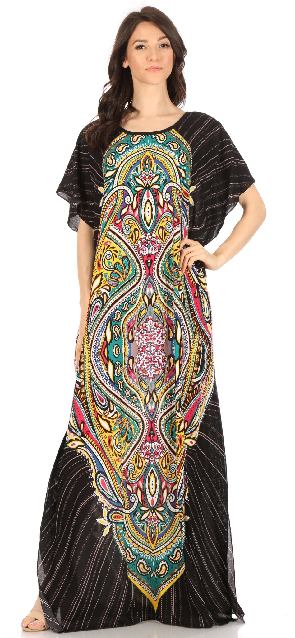 Sakkas Aggy Womens Dashiki African Print Caftan Dress Maxi Boho Hippie Colorful dresses La Vie Bien Sakkas Aggy Womens Dashiki African Print Caftan Dress Maxi Boho Hippie Colorful