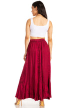 Sakkas Ahaana Women Renaissance Boho Rayon Maxi Embroidered Paneled Summer Skirt skirts La Vie Bien Sakkas Ahaana Women Renaissance Boho Rayon Maxi Embroidered Paneled Summer Skirt