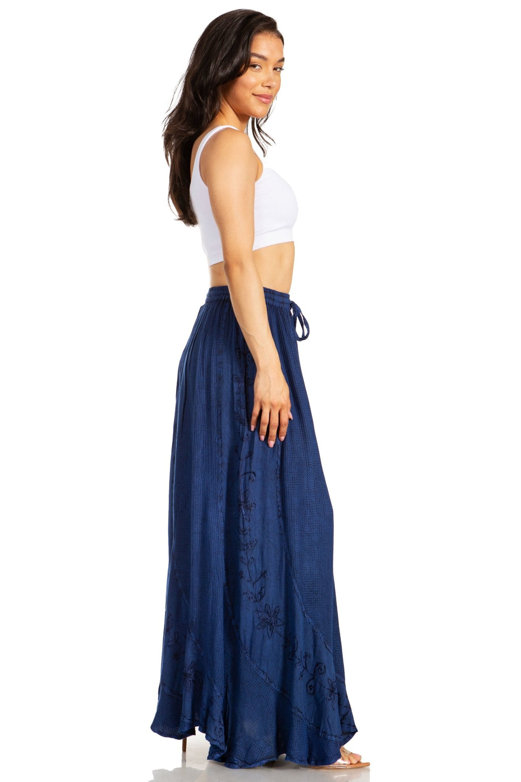 Sakkas Ahaana Women Renaissance Boho Rayon Maxi Embroidered Paneled Summer Skirt skirts La Vie Bien Sakkas Ahaana Women Renaissance Boho Rayon Maxi Embroidered Paneled Summer Skirt
