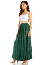 Sakkas Ahaana Women Renaissance Boho Rayon Maxi Embroidered Paneled Summer Skirt skirts La Vie Bien Sakkas Ahaana Women Renaissance Boho Rayon Maxi Embroidered Paneled Summer Skirt