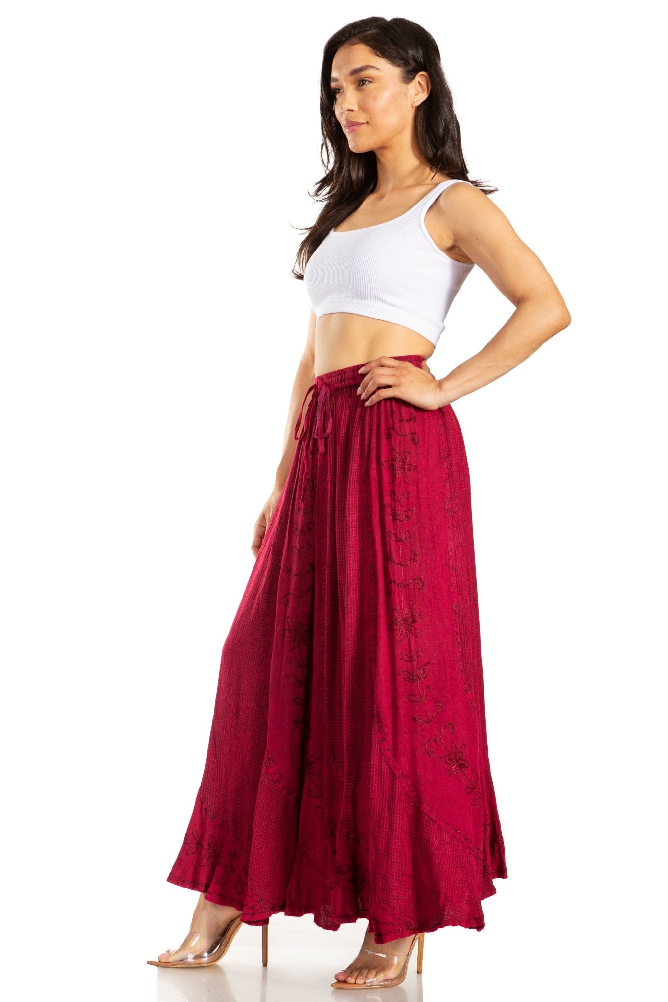 Sakkas Ahaana Women Renaissance Boho Rayon Maxi Embroidered Paneled Summer Skirt skirts La Vie Bien Sakkas Ahaana Women Renaissance Boho Rayon Maxi Embroidered Paneled Summer Skirt