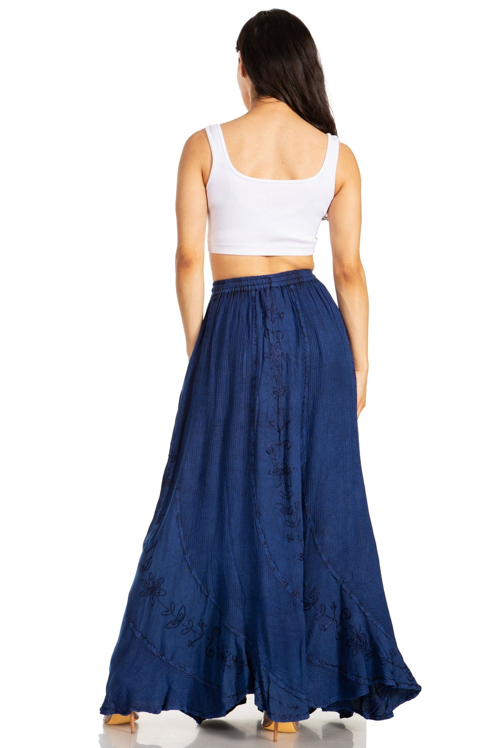 Sakkas Ahaana Women Renaissance Boho Rayon Maxi Embroidered Paneled Summer Skirt skirts La Vie Bien Sakkas Ahaana Women Renaissance Boho Rayon Maxi Embroidered Paneled Summer Skirt