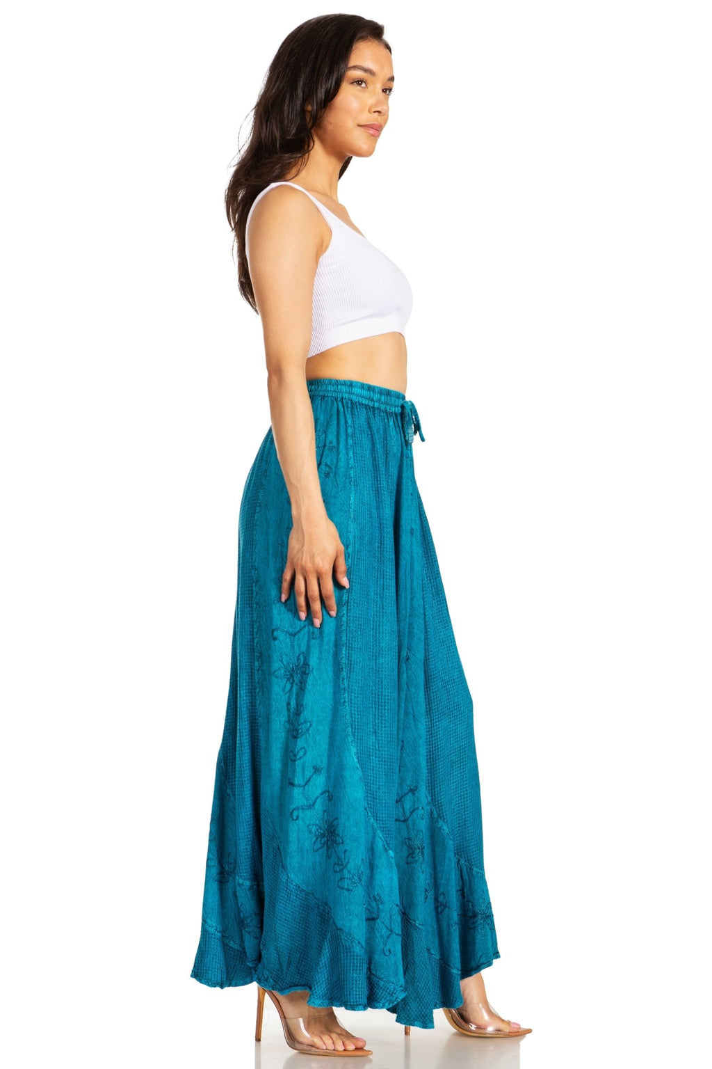 Sakkas Ahaana Women Renaissance Boho Rayon Maxi Embroidered Paneled Summer Skirt skirts La Vie Bien Sakkas Ahaana Women Renaissance Boho Rayon Maxi Embroidered Paneled Summer Skirt
