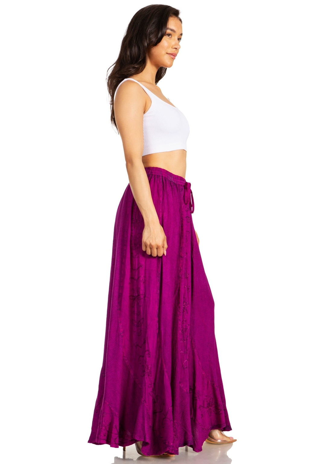 Sakkas Ahaana Women Renaissance Boho Rayon Maxi Embroidered Paneled Summer Skirt skirts La Vie Bien Sakkas Ahaana Women Renaissance Boho Rayon Maxi Embroidered Paneled Summer Skirt
