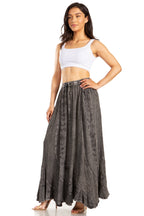 Sakkas Ahaana Women Renaissance Boho Rayon Maxi Embroidered Paneled Summer Skirt skirts La Vie Bien Sakkas Ahaana Women Renaissance Boho Rayon Maxi Embroidered Paneled Summer Skirt