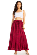 Sakkas Ahaana Women Renaissance Boho Rayon Maxi Embroidered Paneled Summer Skirt skirts La Vie Bien Sakkas Ahaana Women Renaissance Boho Rayon Maxi Embroidered Paneled Summer Skirt